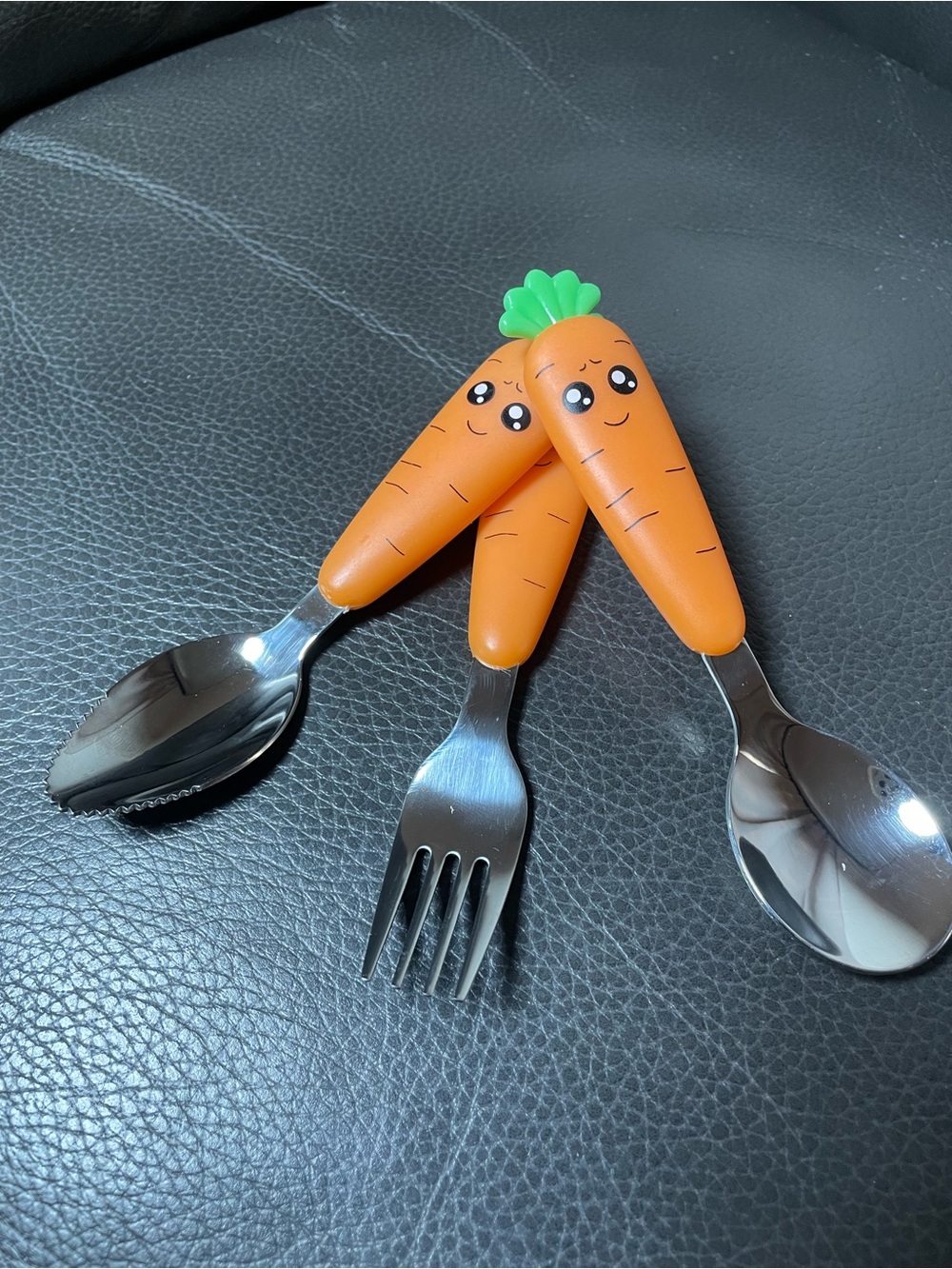 Carrot Baby Cutlery Set Fork & Spoon Stainless Steel/Plastic Orange 6+ Months